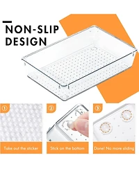 House Day Clear Plastic Drawer Organizers with Non-Slip Silicone Base for Makeup & Bathroom 6 Pack