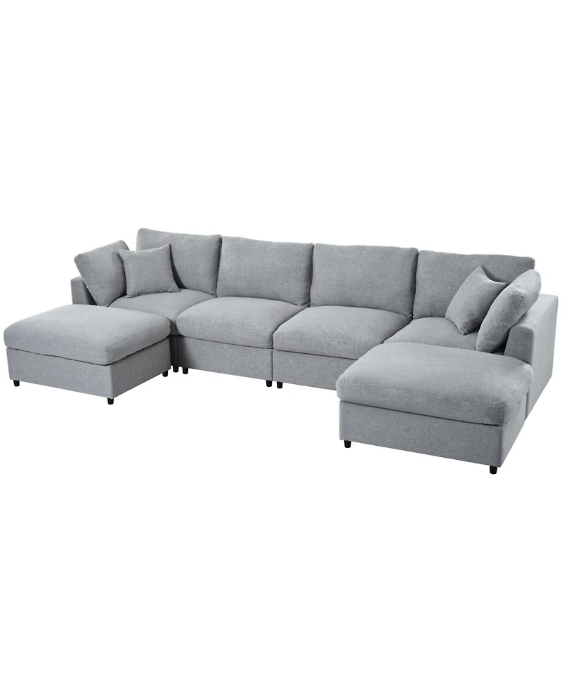 Streamdale Furniture Large U-Shaped Sectional Sofa with 2 Ottomans, Chenille Fabric, Modular Design