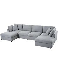 Streamdale Furniture Large U-Shaped Sectional Sofa with 2 Ottomans, Chenille Fabric, Modular Design