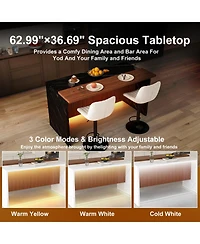 Streamdale White Marble Look Kitchen Island with Led Lighting