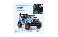 Hongge 12V Electric Ride-On Truck Car for Kids Ages 3+ with Remote Control - Navy