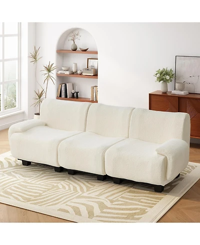 Streamdale Modern Chenille 3-Seater Sofa with Curved Armrests