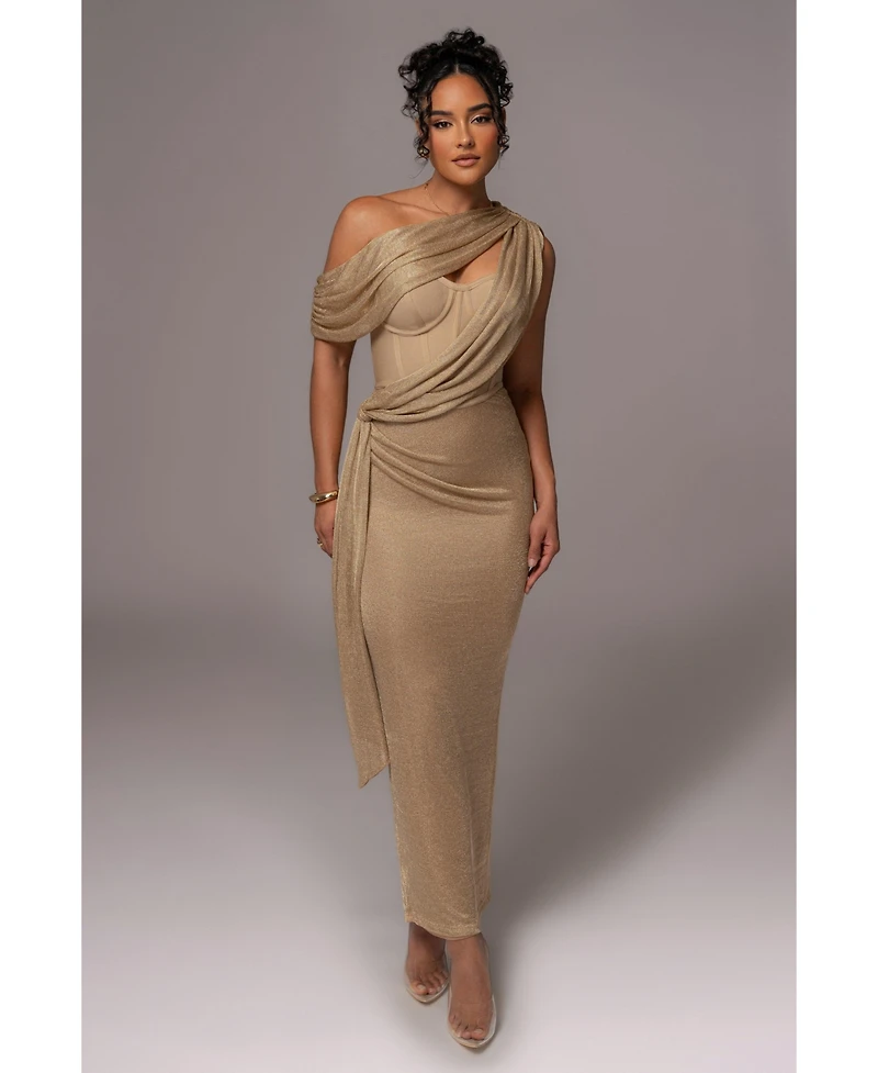 Jluxlabel Women's Metallic Celestina Draped Maxi Dress