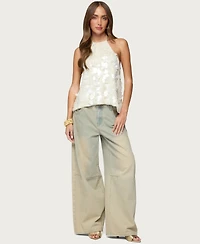 Edikted Women's Ellorie Backless Sequin Halter Top