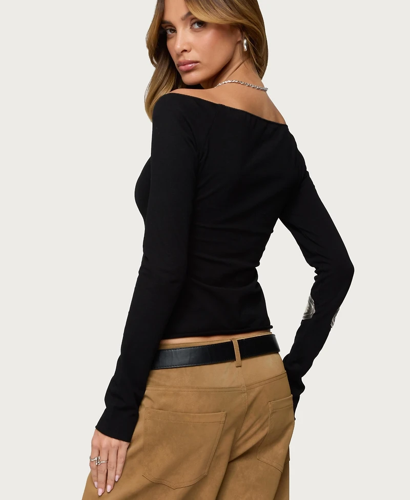 Edikted Women's Nattie Off Shoulder V Neck Top