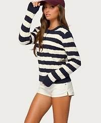 Edikted Women's Mildred Striped Cable Knit Cardigan