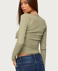 Edikted Women's Mora Lace Trim Ribbed T Shirt