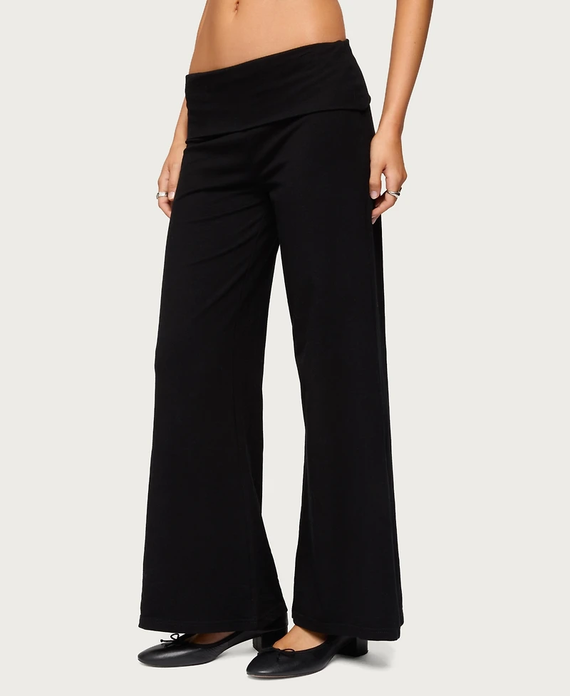 Edikted Women's Wide Leg Fold Over Pants
