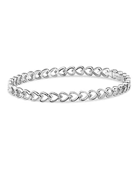 Devata Open Heart Bangle Bracelet in Rhodium Plated Sterling .