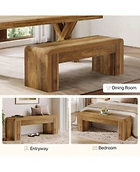 Tribesigns 47.24-Inch Long Dining Bench, Large Engineered Wood Kitchen Table Bench with Heavy-Duty Legs, Rustic 2-Person Seating, Brown