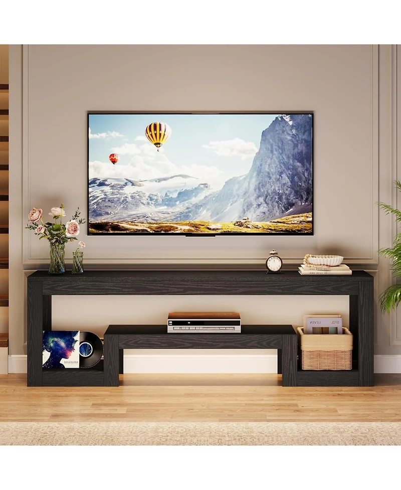 Tribesigns 63-Inch Tv Stand for 55/60/65/75-Inch TVs, Farmhouse Entertainment Center, Rustic Brown