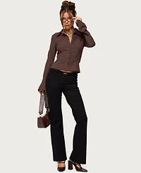 Edikted Women's Pinstripe Tailored Button Up Shirt