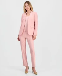 Bar Iii Womens Bi Stretch Collarless Open Front Blazer Scoop Neck Camisole Bi Stretch Straight Leg Dress Pants Macys Exclusive