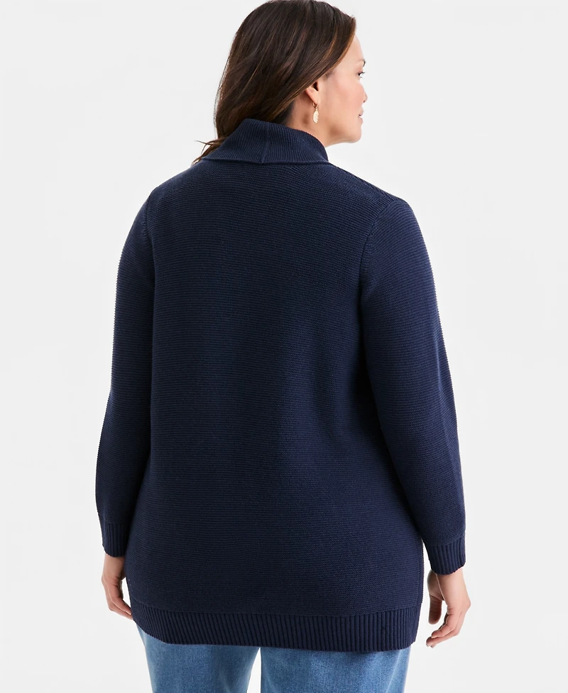 Style & Co Plus Open-Front Garter-Stitch Cardigan, Macy's Exclusive