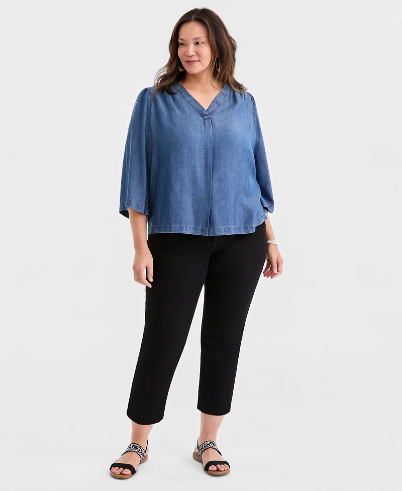 Style & Co Plus Printed 3/4-Sleeve Top