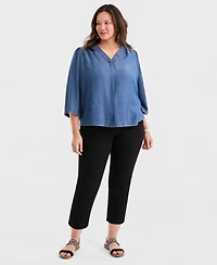 Style & Co Plus Printed 3/4-Sleeve Top