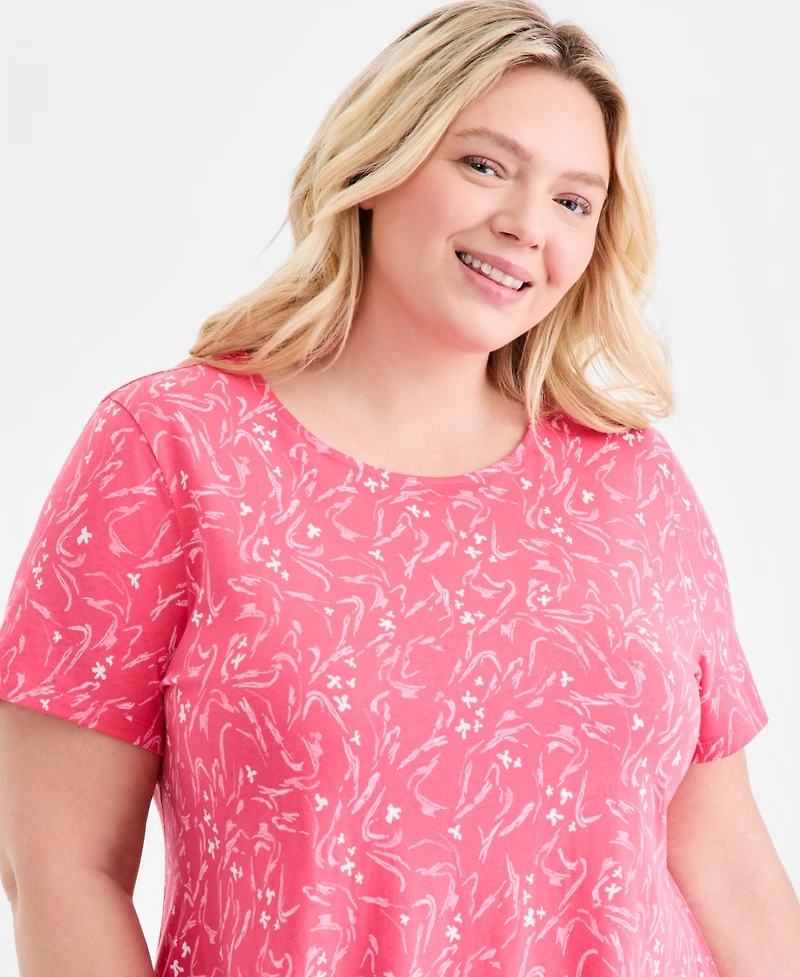 Style & Co Plus Round-Neck Short-Sleeve T-Shirt Dress, Macy's Exclusive