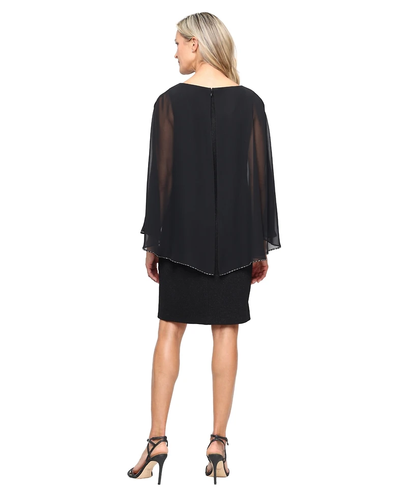 Sl Fashions Women's Short Glitter Knit Sheath Dress