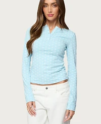 Edikted Women's Keana Polka Dot Henley Top