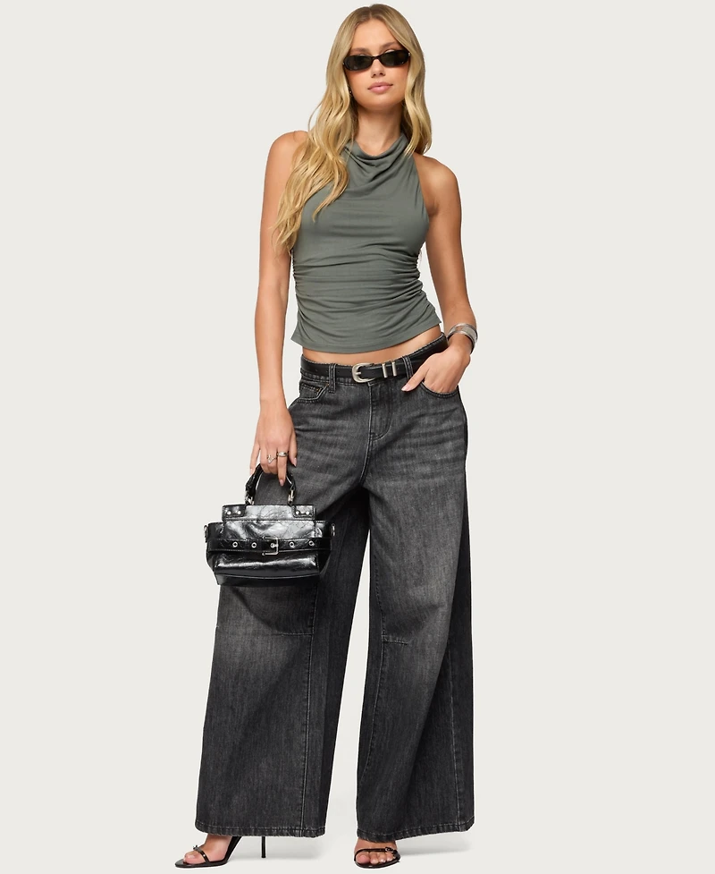 Edikted Women's Collie Twisted High Cowl Neck Top