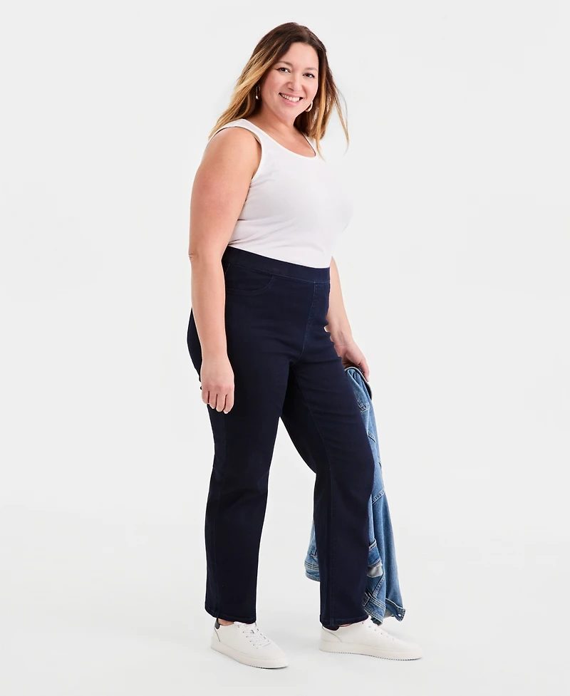 Style & Co Plus Mid-Rise Pull On Straight-Leg Jeans, Macy's Exclusive