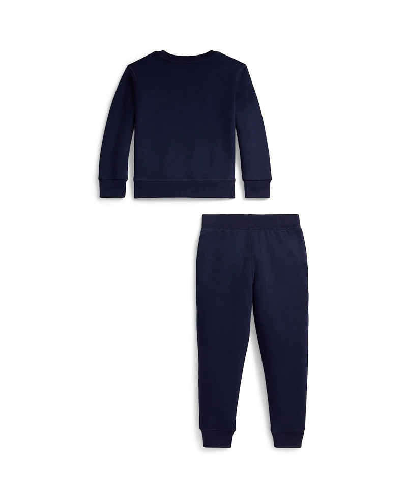Polo Ralph Lauren Boys' Toddler 2T-4T Triple-Pony Fleece Sweatshirt and Pants, 2-Piece Set