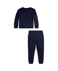 Polo Ralph Lauren Boys' Toddler 2T-4T Triple-Pony Fleece Sweatshirt and Pants, 2-Piece Set