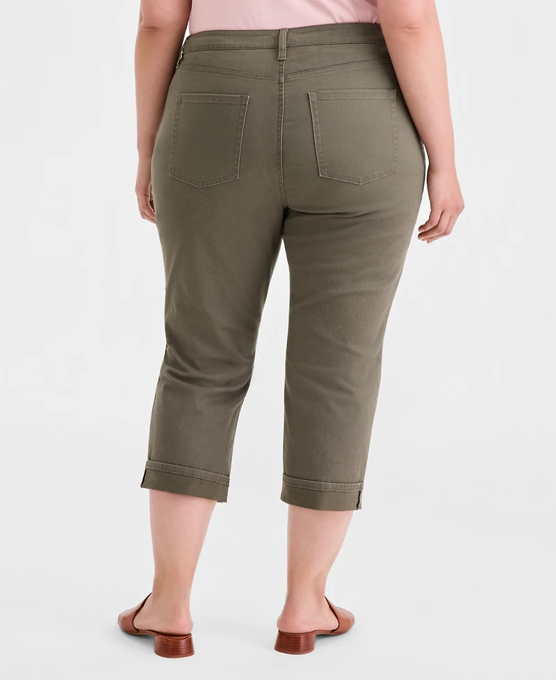 Style & Co Plus Curvy Roll-Cuff Capri Jeans