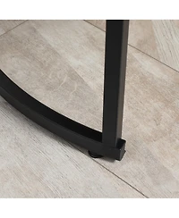 Round Nesting Coffee Table Set of 2 Stacking Accent Tables Living Room, Grey