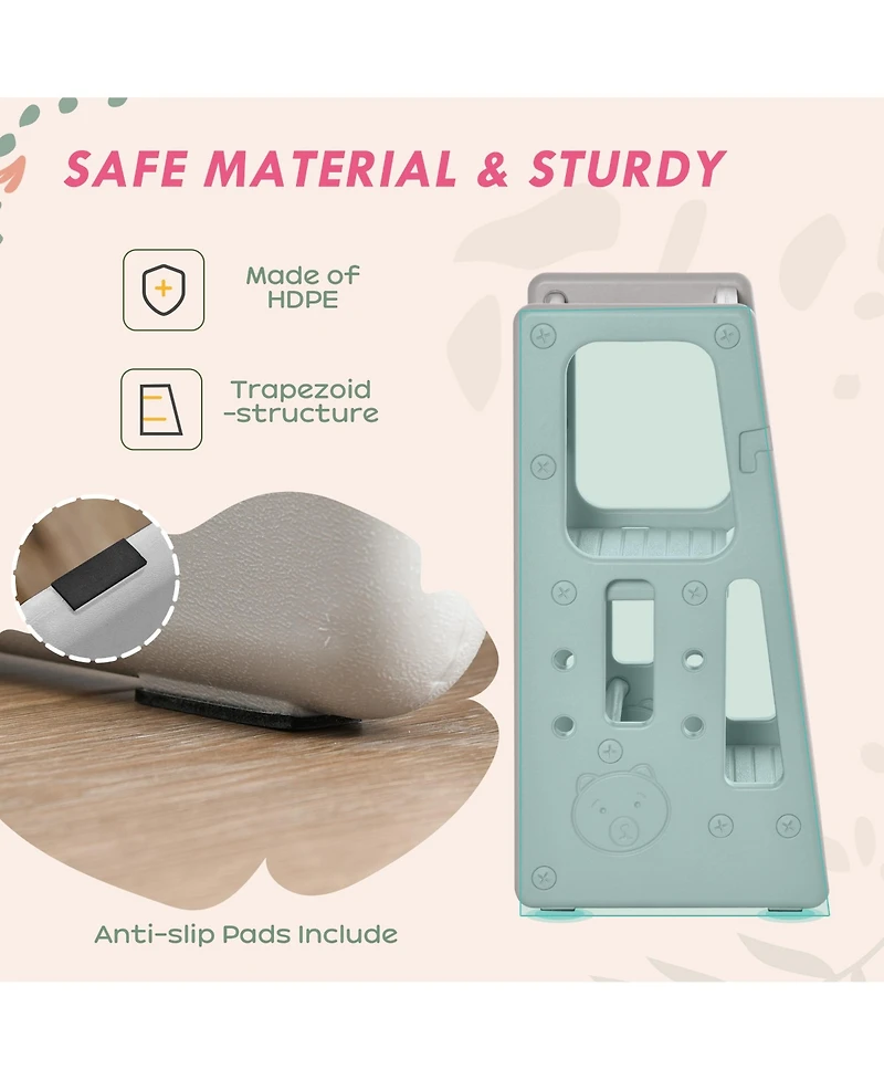 Qaba Toddler Tower with Adjustable Height, Toddler Kitchen Stool Helper with Anti-slip Mat, Step Stool for Kitchen, Bathroom