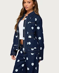 Edikted Women's Leyah Polka Dot Oversized Denim Jacket