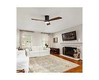 52-inch Modern Black 3-Blade Light Ceiling Fan with Remote Control and Supporting Mobile Device Connection