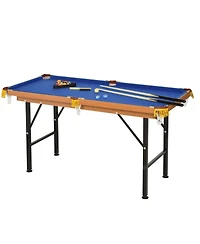 Rbied 55" Foldable Portable Billiards Pool Table for Kids and Adults, Blue Mdf Game Table with Cues, Balls, Rack and Chalk for Family Game Room