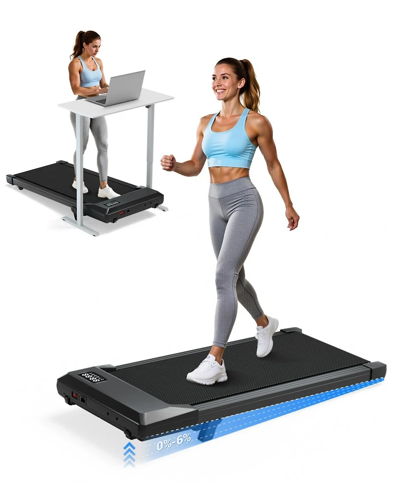 Deerrun 6% Incline Under Desk Walking Pad 3 In 1 treadmills For Home easy store