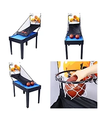 Rbied 5-in-1 Multi-Game Table with Foosball, Billiards, Ping Pong, Hockey & Basketball, Black Mdf Indoor Sports for Kids and Adults-Rbied
