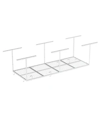 Fleximounts OHK38-e 36″ W × 96″ D Adjustable-Height Overhead Garage Storage Rack with 8 Hooks (White)