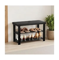Slickblue 3-Tier Shoe Rack Bench for Entryway Shoe Storage Organizer