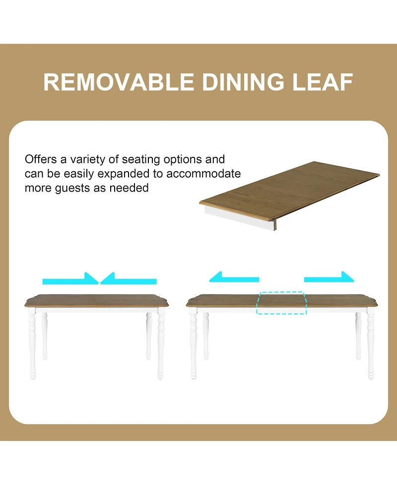 sumyeg 7-Piece Extendable Dining Set with 60-78 Inch Wood Table 6 Upholstered Chairs and Removable Leaf