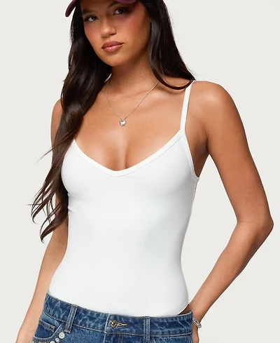 Edikted Women's Teaghan V Neck Fitted Bodysuit