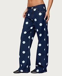 Edikted Women's Leyah Polka Dot Low Rise Baggy Jeans