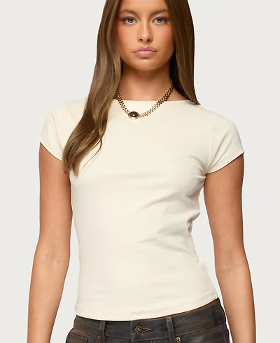 Edikted Women's Oliana Ribbed Boat Neck T Shirt