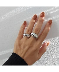 Spero London Large Multi Dished Adjustable Statement Sterling Silver Croissant Ring