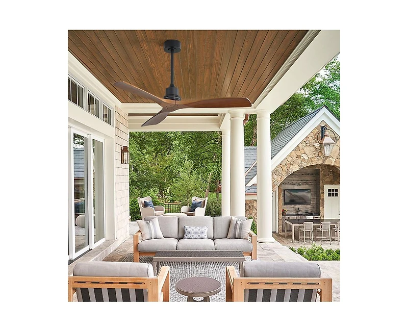 Sofucor 52-inch Modern Black 3-Blade Light Ceiling Fan with Remote Control and Supporting Mobile Device Connection