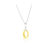 Simona Sterling Silver, Polished Oval Link Necklace - Two-Tone
