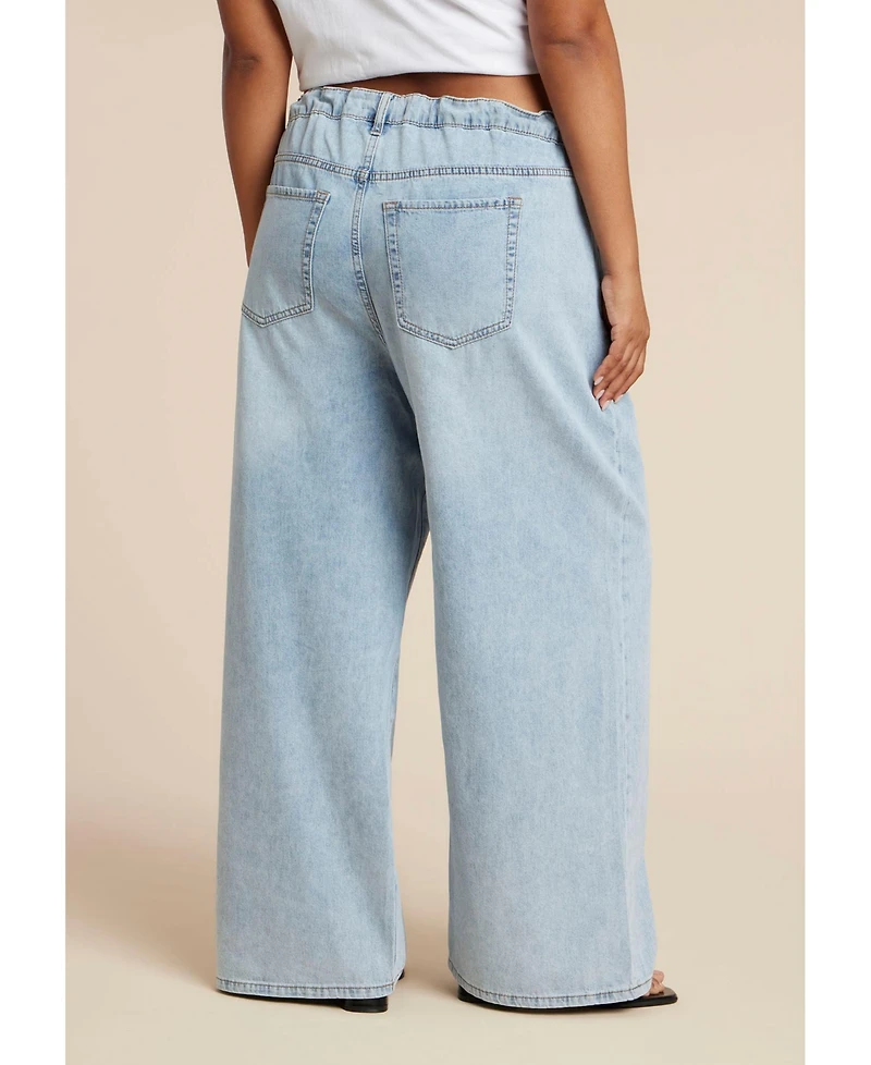 Eloquii Women's Loose Drawstring Waist Jean