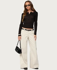 Edikted Womens Cory Striped Low Rise Jeans