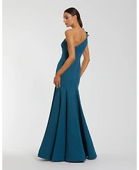 Mac Duggal Women's 3D Flower Details With Crepe One Shoulder Evening Gown