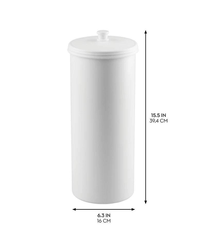 mDesign Freestanding Toilet Paper Canister, Set of 2, White, Made in Usa