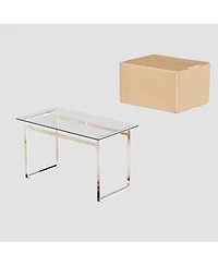 Streamdale 51" Modern Minimalist Glass Dining Table for 4-6 with Tempered Glass & Chrome Legs