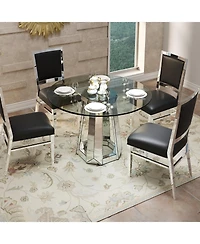Streamdale Furniture Modern minimalist round glass dining table with round base